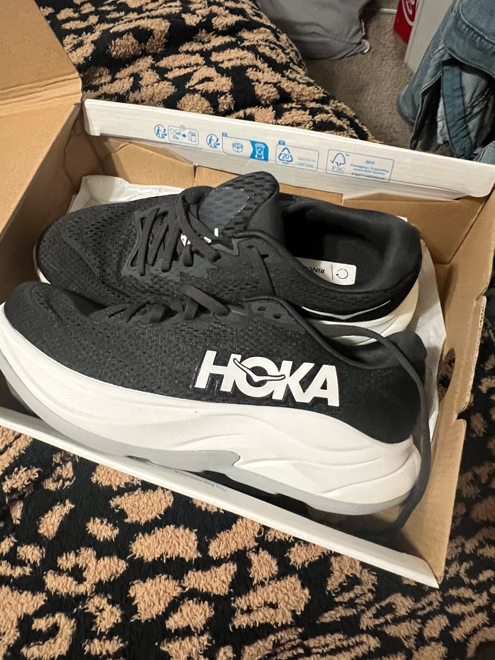 HOKA women  Black and White Running Shoes - Lightweight Cushioning